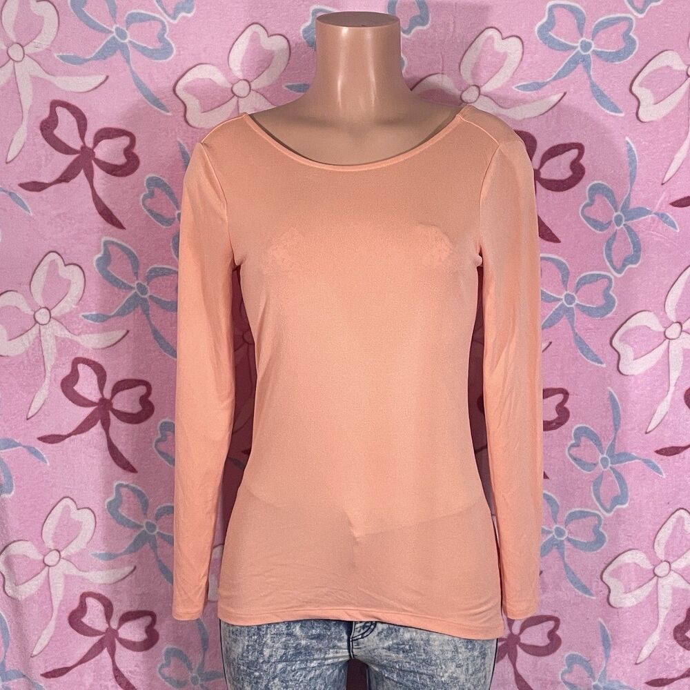 Y2k Bisou Bisou Orange Low back Scoop Longsleeve Top Size Small